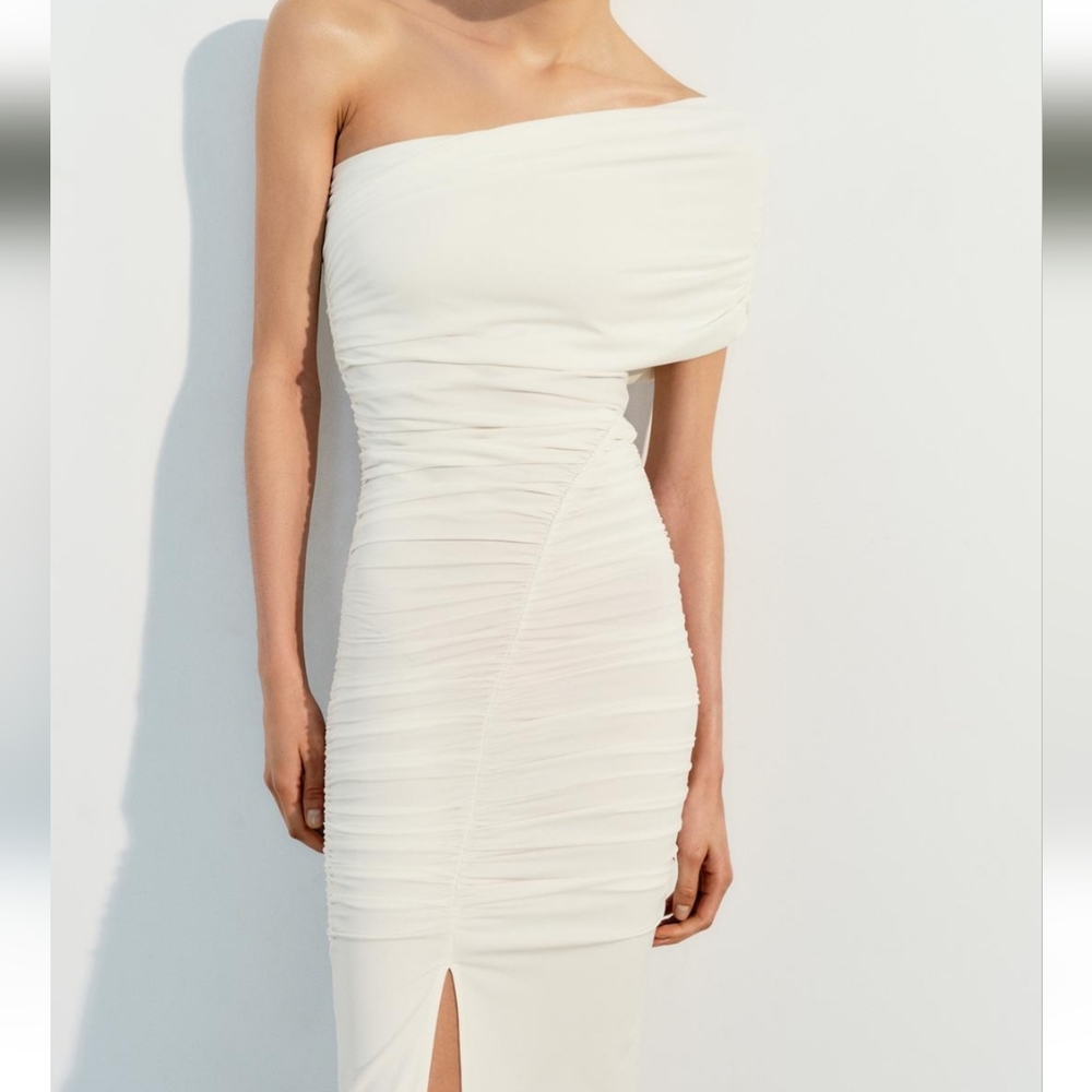 Zara White One-Shoulder Midi Dress - Picture 6 of 14